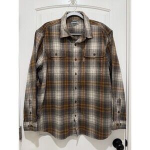 Carhartt Mens Heavy Flannel Shirt Brown Plaid Original Fit Size 2XL